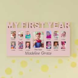 Personalized Baby's First 12 Months Frame - Gift For Newborn Year Baby Registry Choose From Blue Or Pink - thumbnail 1