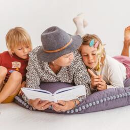 Floor Pillow Kids, Round Pillow, Cushion Seating, Large Pom Play Pillow, Reading Nook Cushion, Floor Tent - thumbnail 2