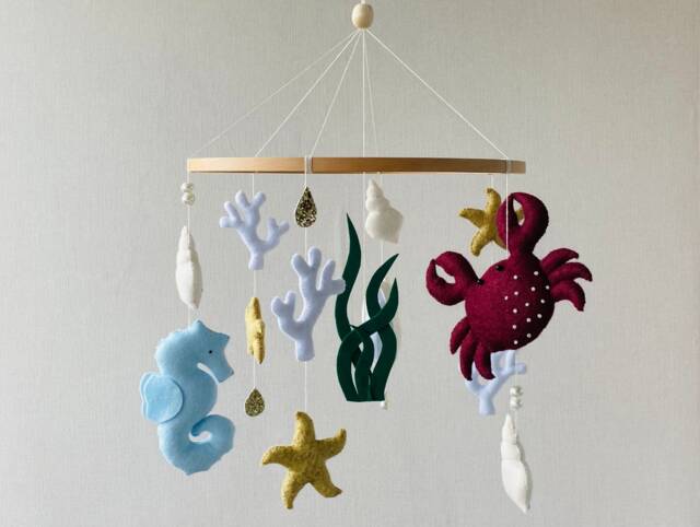 Whale Baby Mobile, Nursery Felt Mobile, ??cean Mobile Boy, Crib Girl, Newborn Present, Shower Gift - image 1