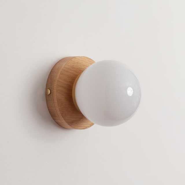 Opal Glass Flush Wall Light - Hardwood - image 1