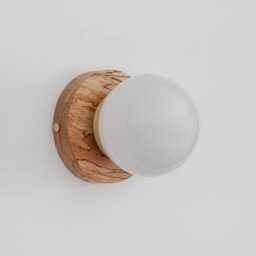 Opal Glass Flush Wall Light - Hardwood - thumbnail 3