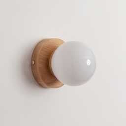 Opal Glass Flush Wall Light - Hardwood - thumbnail 1