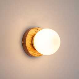 Opal Glass Flush Wall Light - Hardwood - thumbnail 2