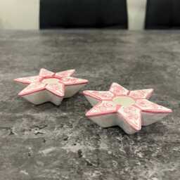 Pair Of Beautiful Pink Star Ceramic Candle Holders Home Decor - thumbnail 2