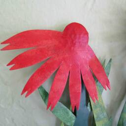 Recycled Metal Flower Wall Art Handmade Coneflower Sculpture - 11x19 - thumbnail 2