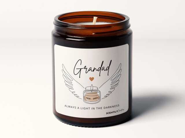 Remembrance Candle Wings Script Font Personalised Message Soy Wax - image 1