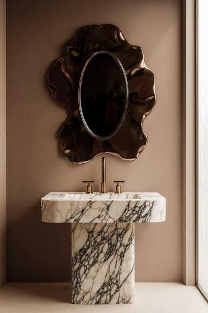 Calacatta Viola Marble Sink Hand Carved Bathroom Vanity, 31 - image 1