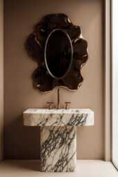 Calacatta Viola Marble Sink Hand Carved Bathroom Vanity, 31 - thumbnail 1