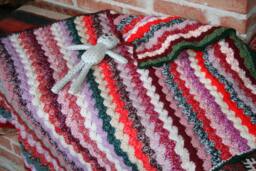 Alouette Nice French New Afghan Blanket, Baby Crocheted Stripes, Nice Colors - thumbnail 1