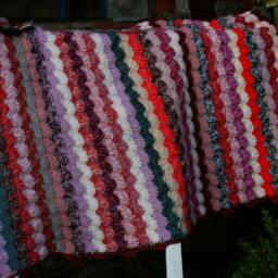 Alouette Nice French New Afghan Blanket, Baby Crocheted Stripes, Nice Colors - thumbnail 3