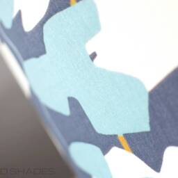 Blue Floral Lampshade Handmade By Vivid Shades, Modern Abstract Flowers Fabric Printed in England Funky Drum Ceiling White Indigo Turquoise - thumbnail 3