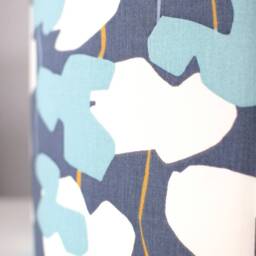 Blue Floral Lampshade Handmade By Vivid Shades, Modern Abstract Flowers Fabric Printed in England Funky Drum Ceiling White Indigo Turquoise - thumbnail 2