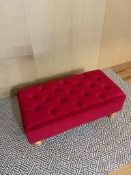Red Velvet Footstool Coffee Table Pouffe Bench Chesterfield - Free Fabric Samples Available