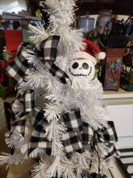 Black & White Plaid Christmas Tree Bows, Set Of 10 Vintage Style Bow