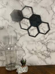 Geometric Honeycomb Shapes Brushed Steel Wall Art Modern Home Design Present Gift Idea