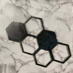 Geometric Honeycomb Shapes Brushed Steel Wall Art Modern Home Design Present Gift Idea - thumbnail 3