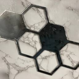 Geometric Honeycomb Shapes Brushed Steel Wall Art Modern Home Design Present Gift Idea - thumbnail 2