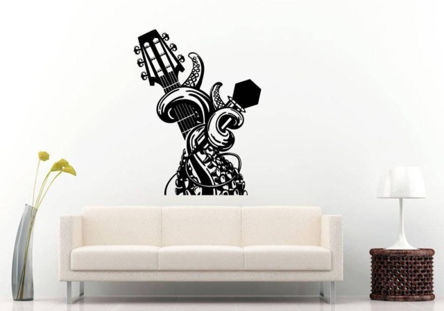 Guitar Griff Handle Octopus Tentacle Holding Music Nautical Room Wall Sticker Decal Vinyl Mural Decor Art L2398 - image 1