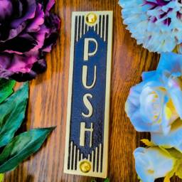 Push Door Sign By Themetalfoundry Brass Or Aluminium House Art Deco Plaque Stylish Information Metal Wall - thumbnail 1