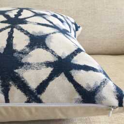 Blue Shibori Cushion Cover Striped Linen Scatter - thumbnail 2