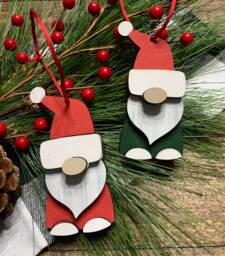 Gnome Christmas Ornament - Wooden Decor Holiday Tree Decorations - thumbnail 1