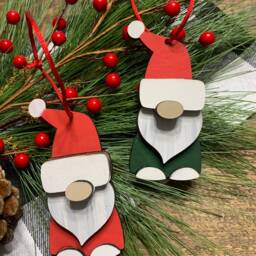 Gnome Christmas Ornament - Wooden Decor Holiday Tree Decorations - thumbnail 2
