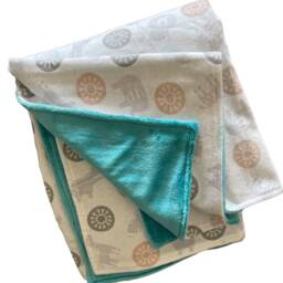 Moroccan Safari Baby Stroller Blanket - 100% Cotton Flannel, Newborn Gift - thumbnail 3
