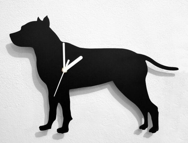 American Staffordshire Terrier Dog - Wall Clock Silhouette - image 1
