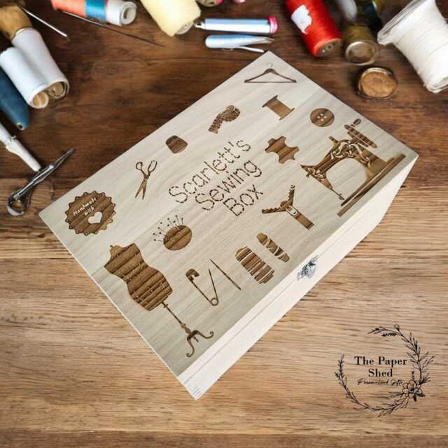 Wooden Engraved Sewing Box Personalised - image 1
