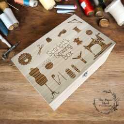 Wooden Engraved Sewing Box Personalised - thumbnail 1