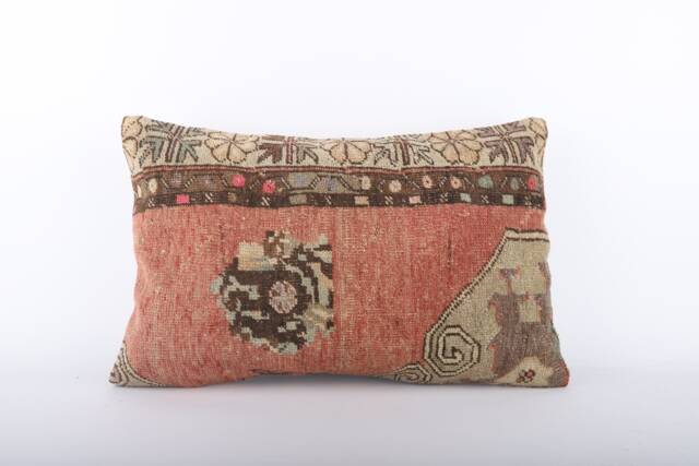 Handwoven Turkish Kilim Lumbar Pillow Bohemian Home Decor - 16x24 Inch - image 1