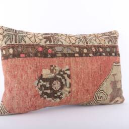 Handwoven Turkish Kilim Lumbar Pillow Bohemian Home Decor - 16x24 Inch - thumbnail 2