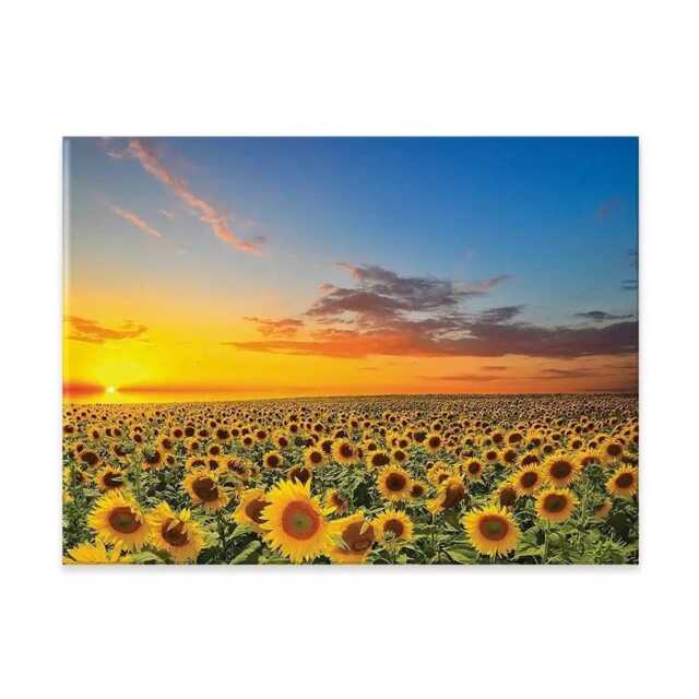 Blooming Sunflowers Canvas Print, Sunset Landscape, Floral Wall Art - image 1
