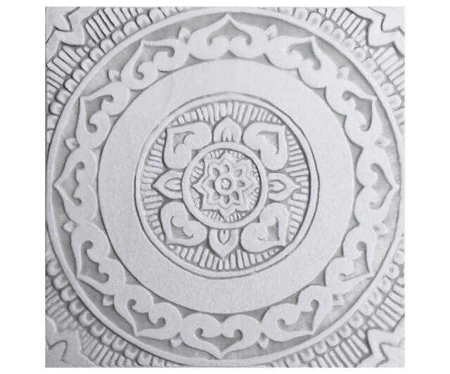 Handmade Ceramic Tile Mandala Wall Art, Grey & White - 30cm/11.8 - image 1