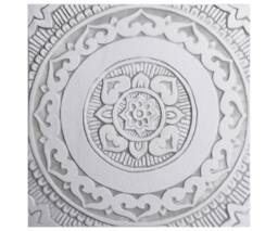 Handmade Ceramic Tile Mandala Wall Art, Grey & White - 30cm/11.8 - thumbnail 1