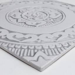 Handmade Ceramic Tile Mandala Wall Art, Grey & White - 30cm/11.8 - thumbnail 3