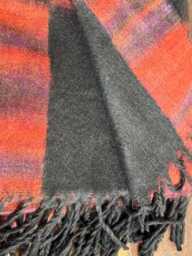 Tibetan Wrap Orange Black Wool Blanket Soft Oversized Shawl/Throw Meditation Handmade Nepal - thumbnail 1