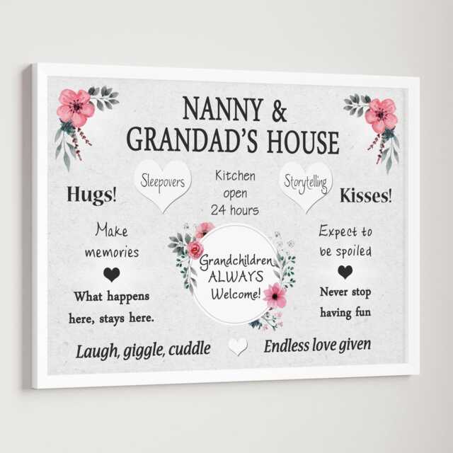 Nanny Grandad House Rules Family Print Gift - Home Unframed - image 1