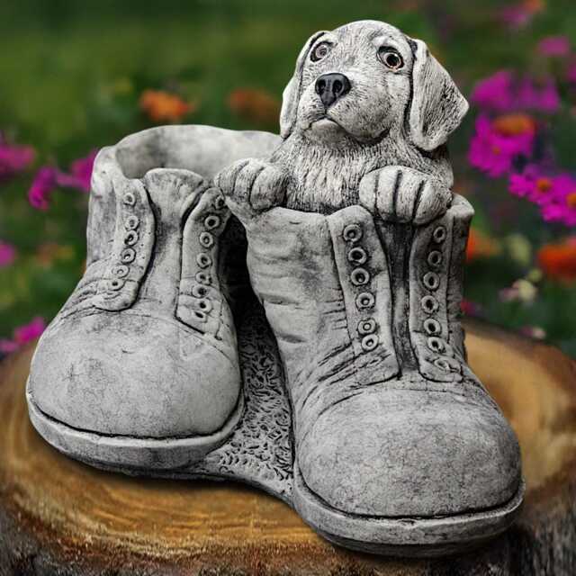 Spaniel Statue in Boots Stone Dog Figurine Cute Puppy Garden Decoration Concrete Sculpture Outdoor Pet Ornament Handmade Yard Art - image 1