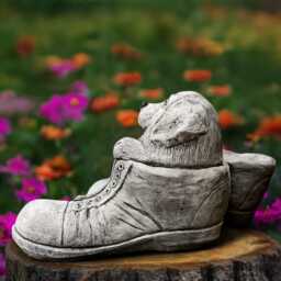 Spaniel Statue in Boots Stone Dog Figurine Cute Puppy Garden Decoration Concrete Sculpture Outdoor Pet Ornament Handmade Yard Art - thumbnail 3