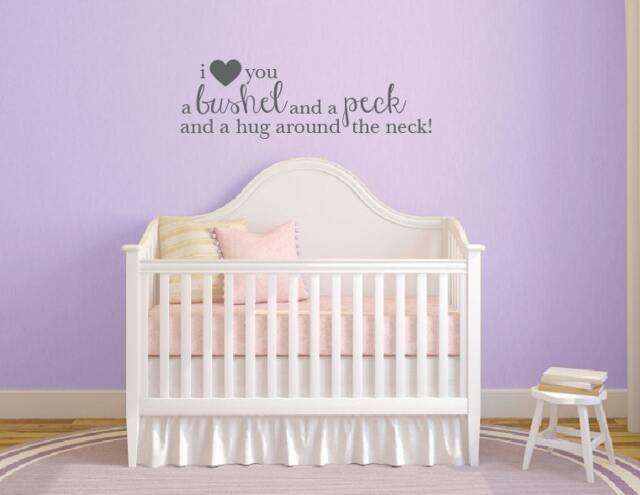 I Love You A Bushel & Peck Wall Decal, Baby Nursery Decor, Children's Quote Stickers, Nursery Decals Db376 - image 1