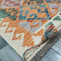 Tribal Runner Rug, Handmade Artisan Afghan Turkish Scandinavian Navajo Bohemian Flatweave Wool Kilim Rug 309x84 cm - thumbnail 3