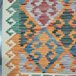 Tribal Runner Rug, Handmade Artisan Afghan Turkish Scandinavian Navajo Bohemian Flatweave Wool Kilim Rug 309x84 cm - thumbnail 2