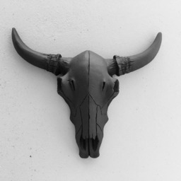 Small Black Cow Skull Wall Decor - Cake Topper Gallery Art Faux Taxidermy - thumbnail 3