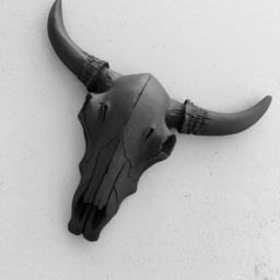Small Black Cow Skull Wall Decor - Cake Topper Gallery Art Faux Taxidermy - thumbnail 2