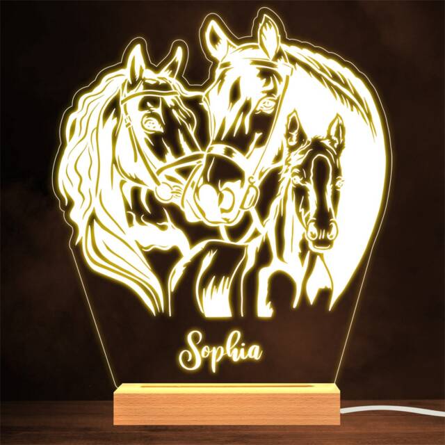 Horses With Foal Animal Pet Heart Personalised Gift Lamp Night Light - image 1