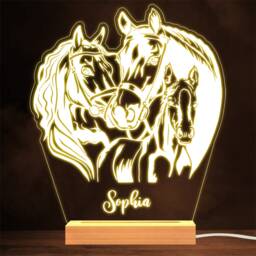 Horses With Foal Animal Pet Heart Personalised Gift Lamp Night Light