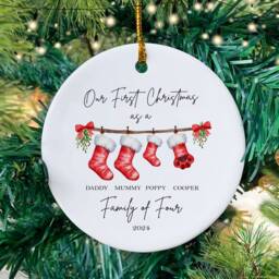 Personalised First Christmas As A Family Of 4 Bauble, Baby Tree Ornament, 1st Xmas Ornament 2025 - thumbnail 3