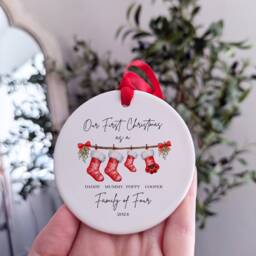 Personalised First Christmas As A Family Of 4 Bauble, Baby Tree Ornament, 1st Xmas Ornament 2025 - thumbnail 2