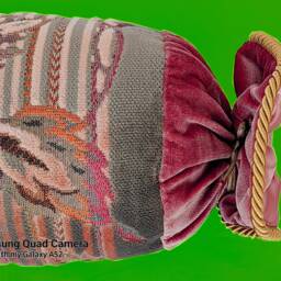 Handmade Velvet Bolster Pillow Decorative Sofa Cushion With Gold Trim - thumbnail 4